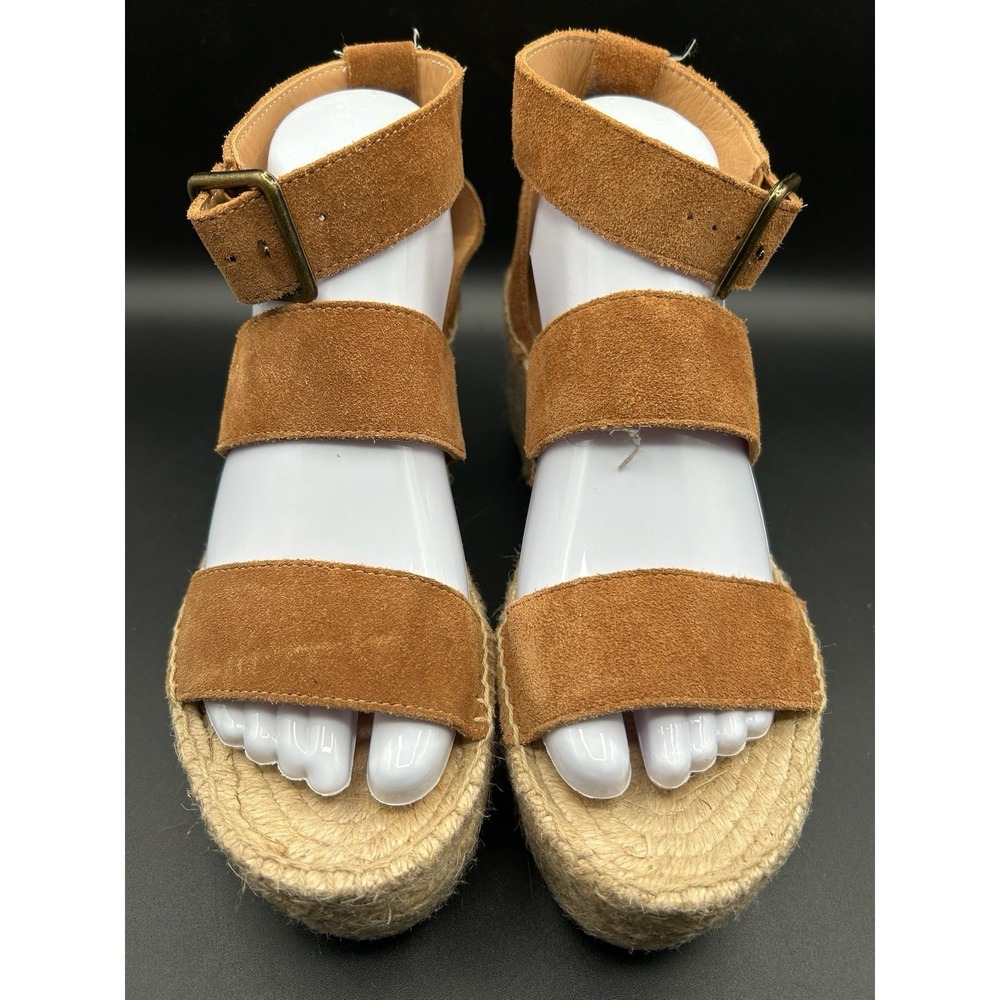 Soludos Palma Platform Sandals Suede Leather Strappy Espadrille Brown Size 9.5